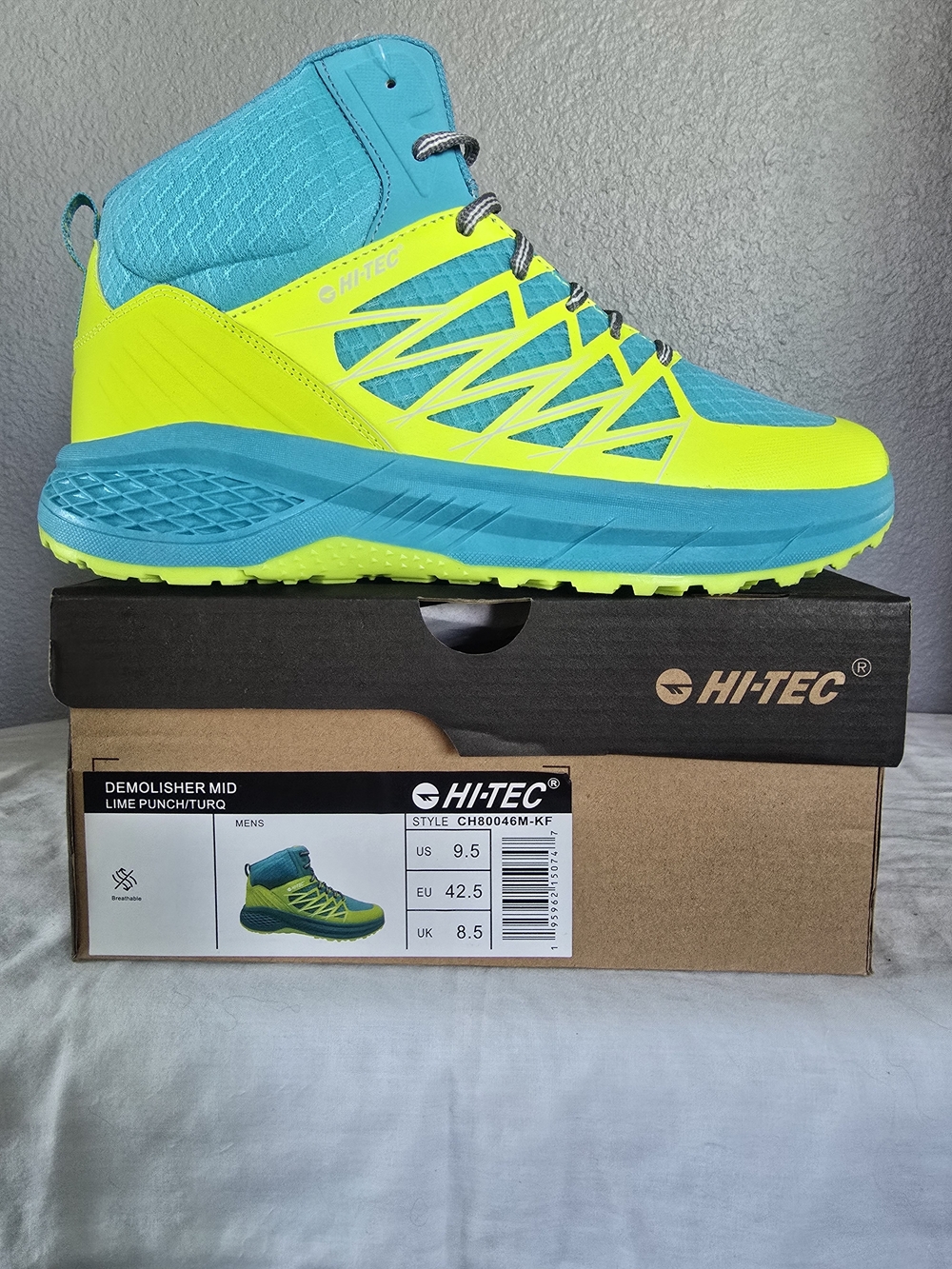 Hi-Tec Demolisher Mid Hiking Shoe - Lime Punch/Turquoise